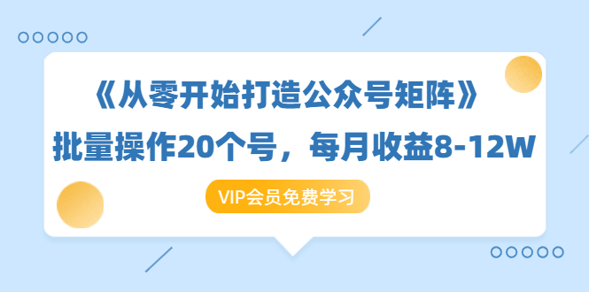 《从零开始打造公众号矩阵》批量操作20个号，每月收益大概8-12W（44节课）_微雨项目网