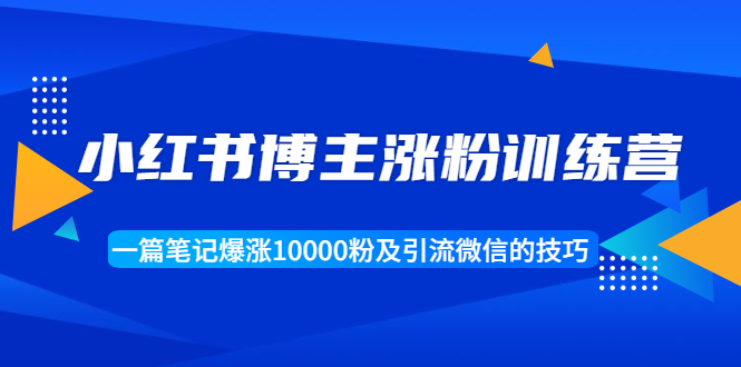 小红书博主涨粉训练营：一篇笔记爆涨10000粉及引流微信的技巧_微雨项目网