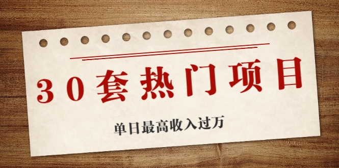 30套热门项目：单日最高收入过万 (网赚项目、朋友圈、涨粉套路、抖音、快手)等_微雨项目网