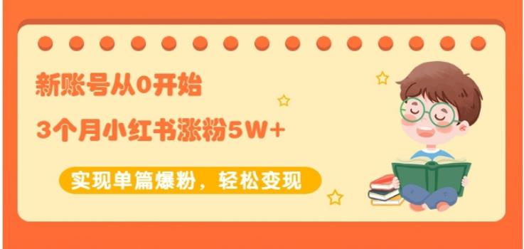 生财小红书涨粉变现：新账号从0开始3个月小红书涨粉5W+实现单篇爆粉_微雨项目网