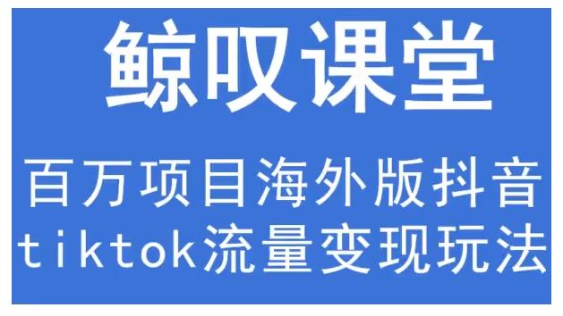 鲸叹号·海外TIKTOK训练营，百万项目海外版抖音tiktok流量变现玩法_微雨项目网