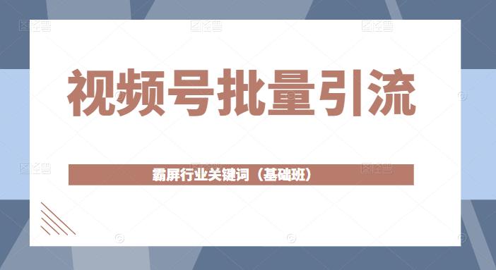 视频号批量引流，霸屏行业关键词（基础班）全面系统讲解视频号玩法_微雨项目网