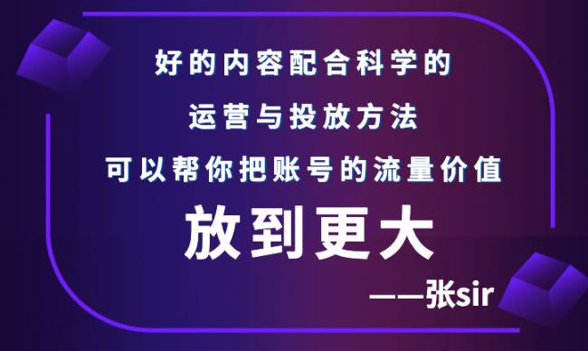 张sir账号流量增长课，告别海王流量，让你的流量更精准_微雨项目网