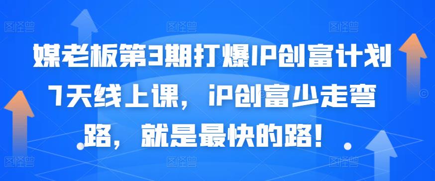 媒老板第3期打爆IP创富计划7天线上课，iP创富少走弯路，就是最快的路！_微雨项目网