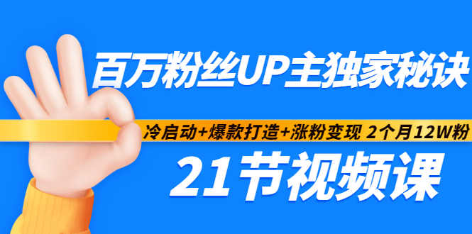 百万粉丝UP主独家秘诀：冷启动+爆款打造+涨粉变现2个月12W粉（21节视频课)_微雨项目网