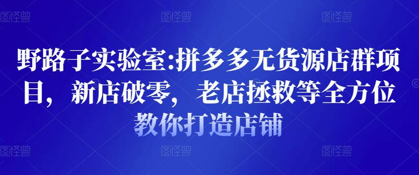 野路子实验室:拼多多无货源店群项目，新店破零，老店拯救等全方位教你打造店铺_微雨项目网