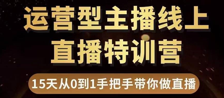 直播电商运营型主播特训营，0基础15天手把手带你做直播带货_微雨项目网