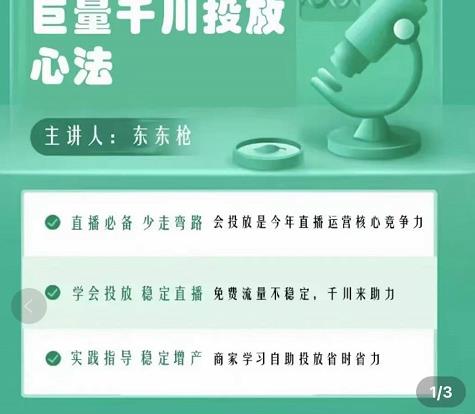 巨量千川优化师投放实操课，学会投放，稳定直播，稳定增产_微雨项目网