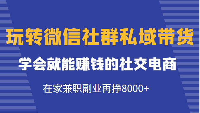 玩转微信社群私域带货，学会就能赚钱的社交电商，在家兼职副业再挣8000+_微雨项目网