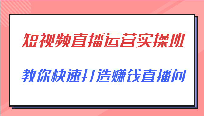 短视频直播运营实操班，直播带货精细化运营实操，教你快速打造赚钱直播间_微雨项目网