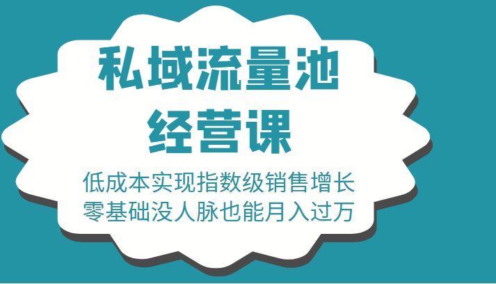 16堂私域流量池经营课：低成本实现指数级销售增长，零基础没人脉也能月入过万_微雨项目网