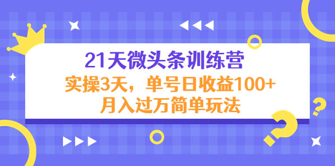 21天微头条训练营，实操3天，单号日收益100+月入过万简单玩法_微雨项目网