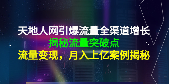 天地人网引爆流量全渠道增长：揭秘流量突然破点，流量变现，月入上亿案例_微雨项目网