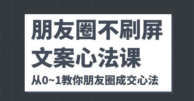 朋友圈不刷屏文案心法课 人人都要懂的商业逻辑 从0~1教你朋友圈成交心法_微雨项目网