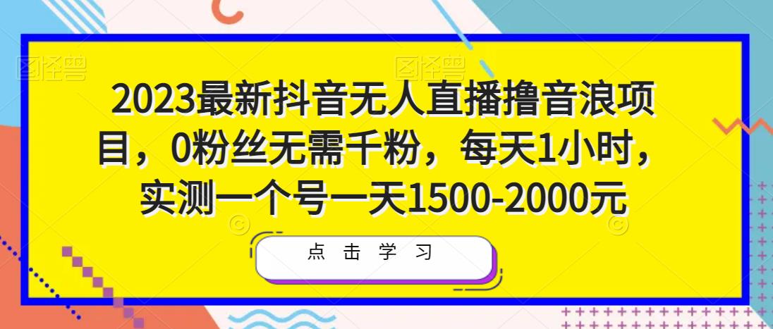 2023最新抖音无人直播撸音浪项目，0粉丝无需千粉，每天1小时，实测一个号一天1500-2000元_微雨项目网