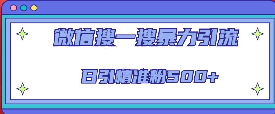 微信搜一搜引流全系列课程，日引精准粉500+（8节课）_微雨项目网