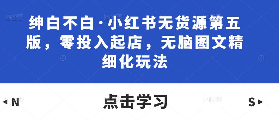 绅白不白·小红书无货源第五版，零投入起店，无脑图文精细化玩法_微雨项目网