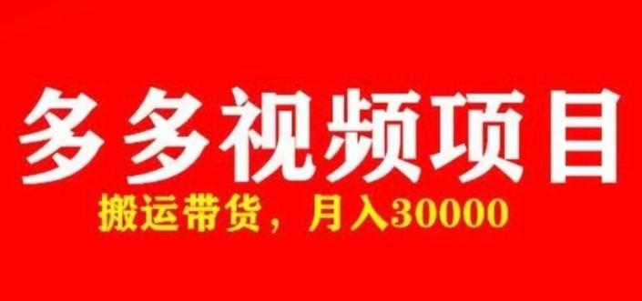 多多带货视频快速50爆款拿带货资格，搬运带货，月入30000【全套脚本+详细玩法】_微雨项目网