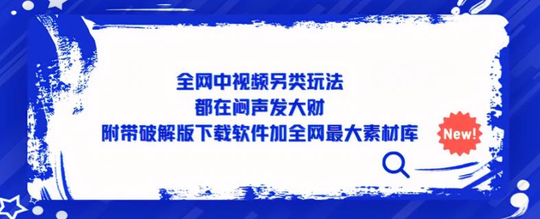 全网中视频另类玩法，都在闷声发大财，附带破解版下载软件加全网最大素材库_微雨项目网