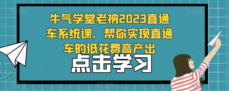 牛气学堂老衲2023直通车系统课，帮你实现直通车的低花费高产出_微雨项目网