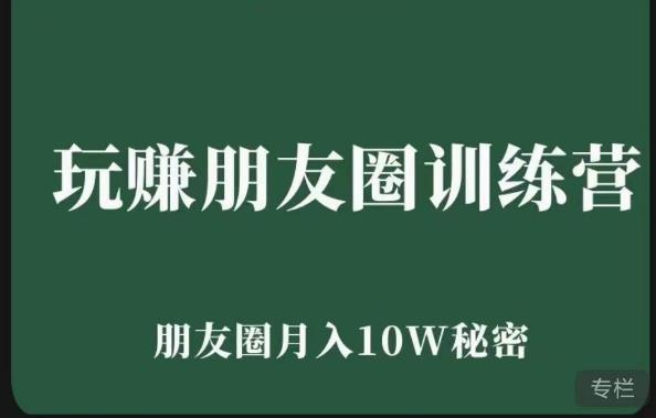 玩赚朋友圈系统课，朋友圈月入10W的秘密，​7天系统图文课程_微雨项目网