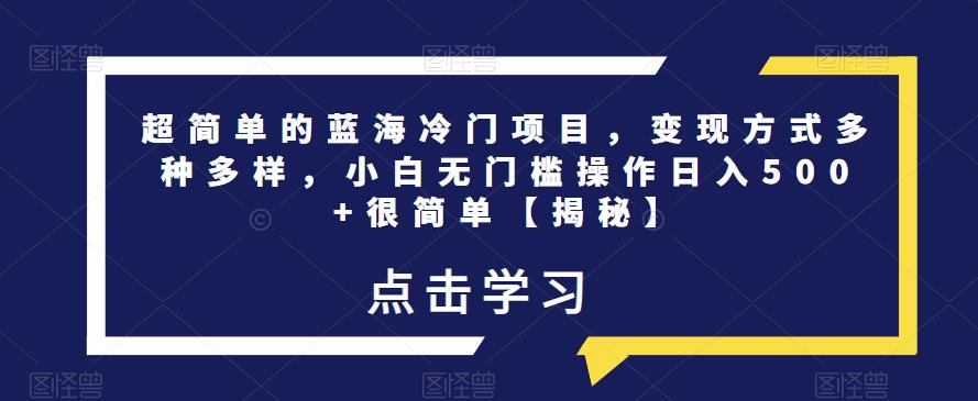 超简单的蓝海冷门项目，变现方式多种多样，小白无门槛操作日入500+很简单【揭秘】_微雨项目网