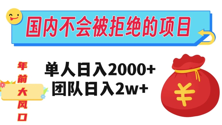 在国内不怕被拒绝的项目，单人日入2000，团队日入20000+【揭秘】_微雨项目网