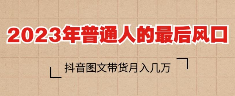 2023年普通人的最后风口，抖音图文带货月入几万，只需一部手机即可操作_微雨项目网