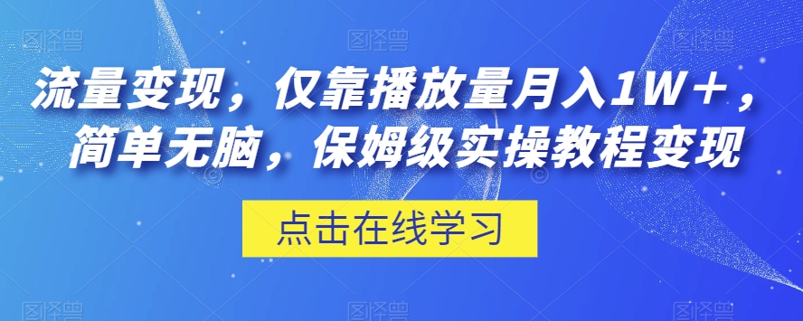 流量变现，仅靠播放量月入1W＋，简单无脑，保姆级实操教程【揭秘】_微雨项目网