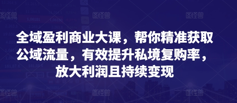 全域盈利商业大课，帮你精准获取公域流量，有效提升私境复购率，放大利润且持续变现_微雨项目网