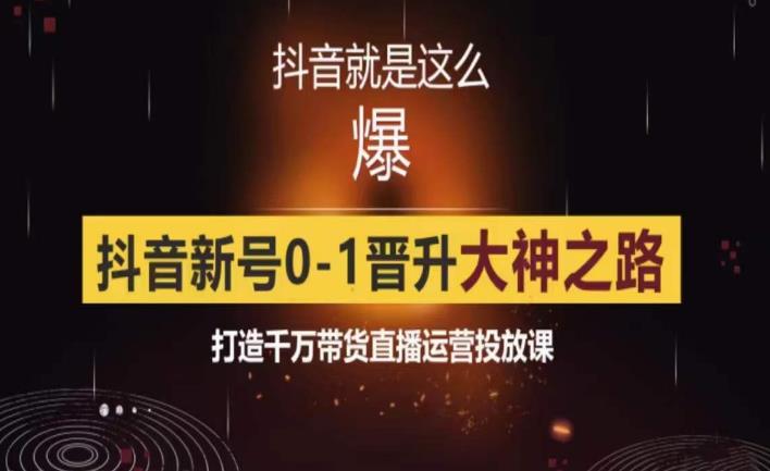 0粉自然流实战起号课，抖音新号0~1晋升大神之路，打造千万带货直播运营投放课_微雨项目网