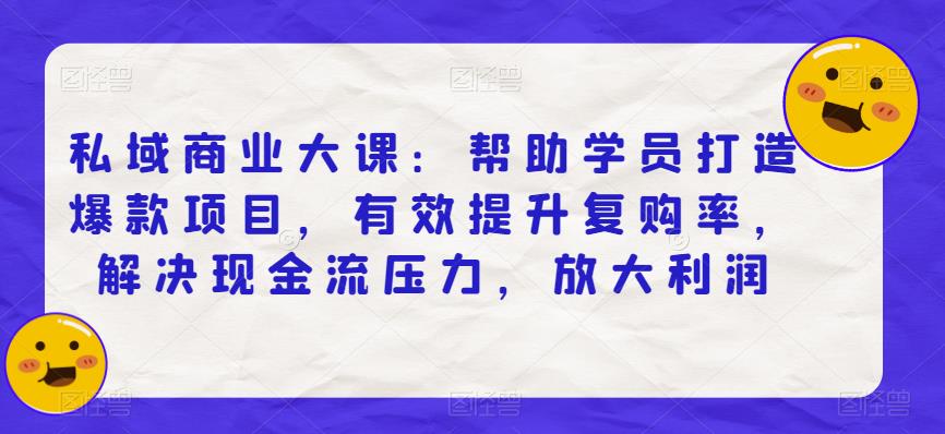 私域商业大课：帮助学员打造爆款项目，有效提升复购率，解决现金流压力，放大利润_微雨项目网