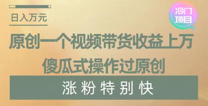 原创一个视频带货收益上万，傻瓜式操作过原创，几分钟做一个视频涨粉特别快【揭秘】_微雨项目网