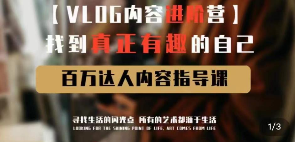 vlog内容进阶营，找到真正有趣的自己，百万达人内容指导课_微雨项目网