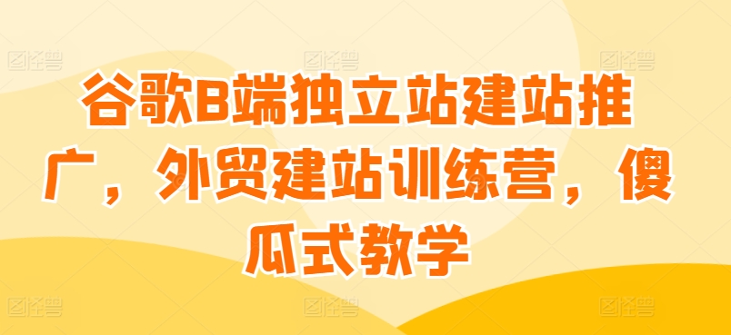 谷歌B端独立站建站推广，外贸建站训练营，傻瓜式教学_微雨项目网