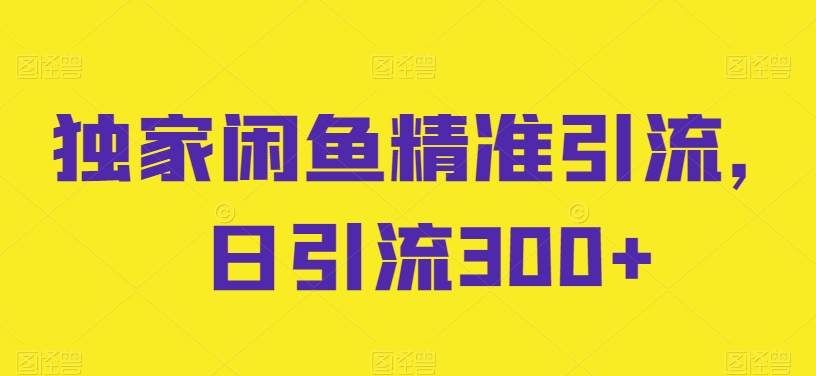 独家闲鱼精准引流，日引流300+【揭秘】_微雨项目网