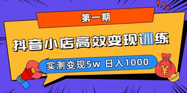 抖音小店高效变现训练营（第一期）,实测变现5w，日入1000【揭秘】_微雨项目网