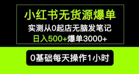 小红书无货源爆单实测从0起店无脑发笔记爆单3000+长期项目可多店_微雨项目网