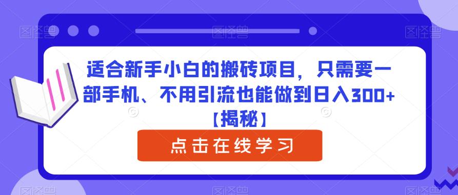 适合新手小白的搬砖项目，只需要一部手机、不用引流也能做到日入300+【揭秘】_微雨项目网