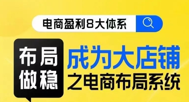 八大体系布局篇·布局做稳，成为大店的电商布局线上课_微雨项目网