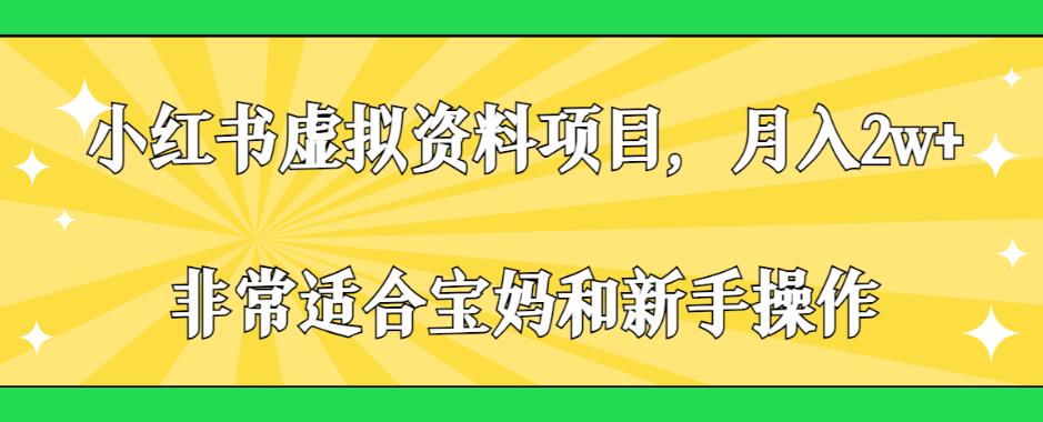 小红书虚拟资料项目，月入2w+，非常适合宝妈和新手操作【揭秘】_微雨项目网