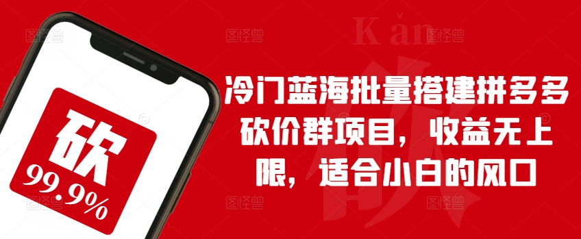 冷门蓝海批量搭建拼多多砍价群项目，收益无上限，适合小白的风口【揭秘】_微雨项目网