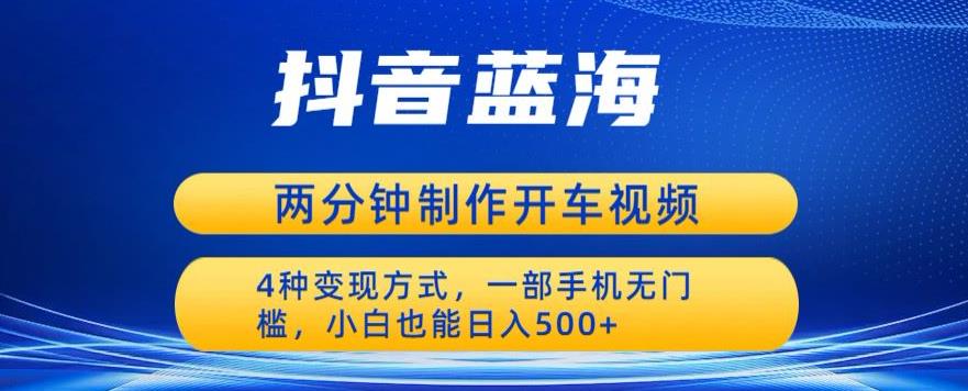 蓝海项目发布开车视频，两分钟一个作品，多种变现方式，一部手机无门槛小白也能日入500_微雨项目网