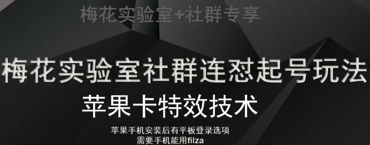 梅花实验室社群视频号连怼起号玩法，最新苹果卡特效技术_微雨项目网