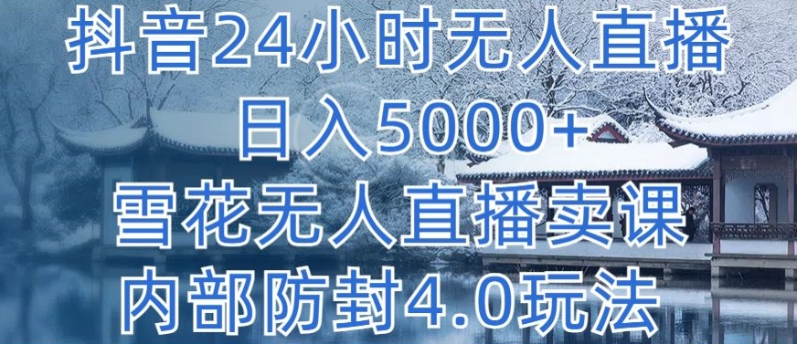 抖音24小时无人直播 日入5000+，雪花无人直播卖课，内部防封4.0玩法【揭秘】_微雨项目网