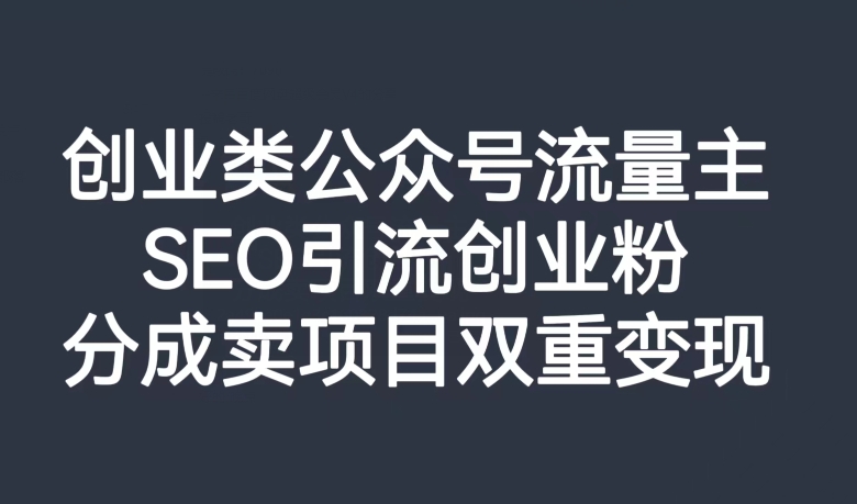 创业类公众号流量主，SEO引流创业粉，分成卖项目双重变现【揭秘】_微雨项目网