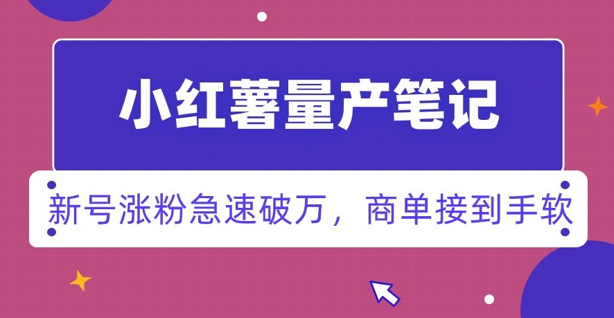 小红书量产笔记，一分种一条笔记，新号涨粉急速破万，新黑马赛道，商单接到手软【揭秘】_微雨项目网