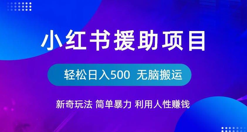 小红书援助项目新奇玩法，简单暴力，无脑搬运轻松日入500【揭秘】_微雨项目网