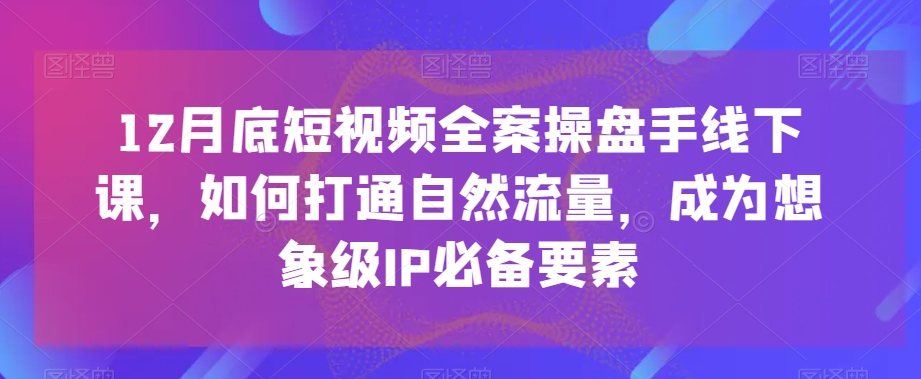 12月底短视频全案操盘手线下课，如何打通自然流量，成为想象级IP必备要素_微雨项目网