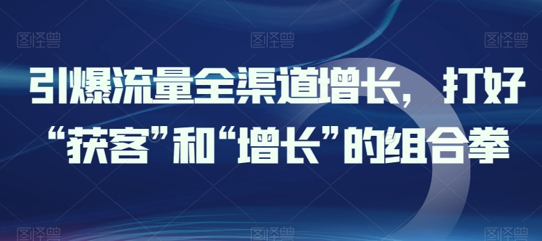 引爆流量全渠道增长，打好“获客”和“增长”的组合拳_微雨项目网